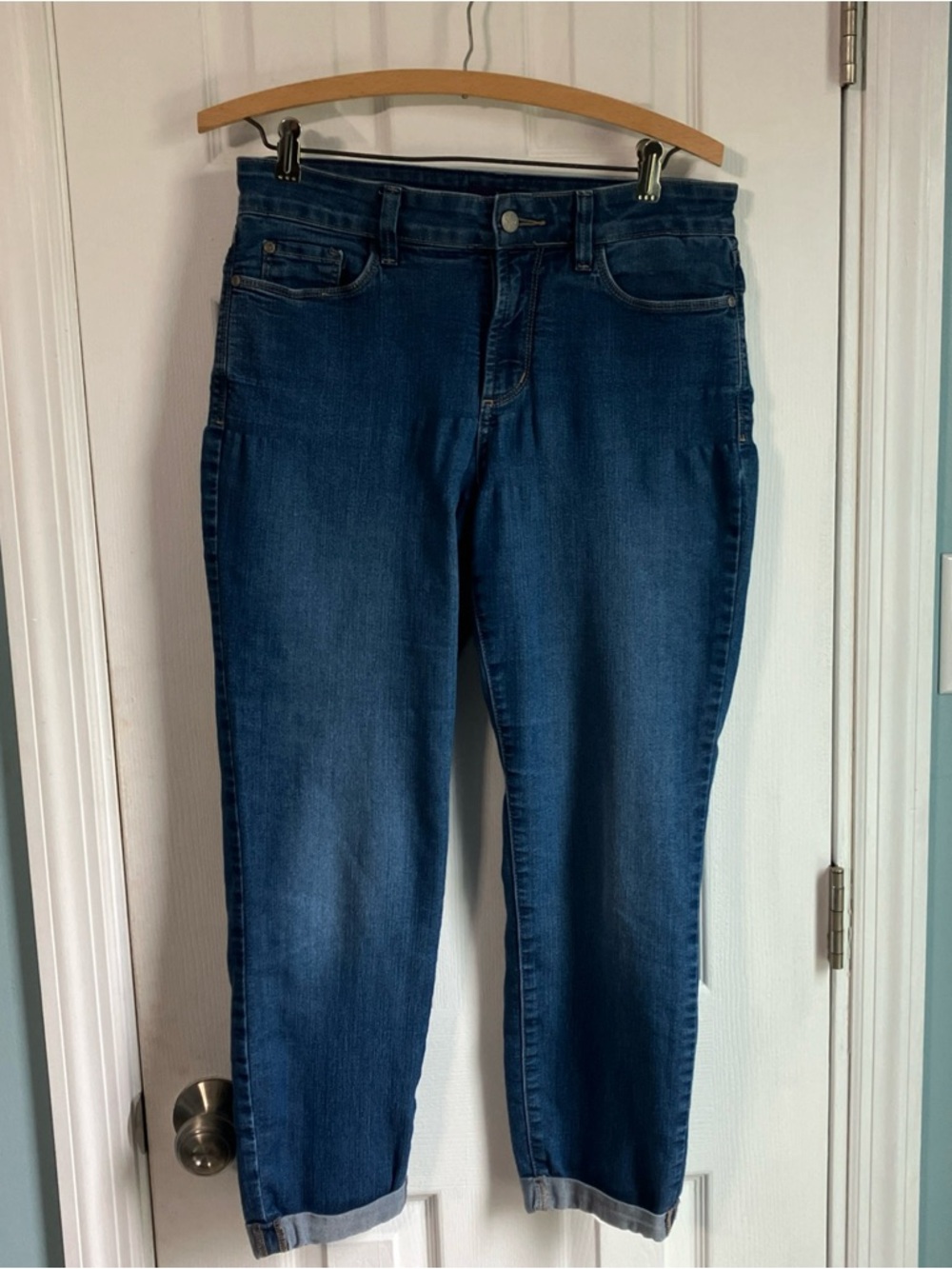 NYDJ Rachel Roll Cuff Ankle Jeans Size 6 Blue Denim Lift Tuck Technology